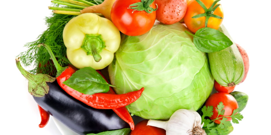 fresh vegetable with leaves isolated on white background
